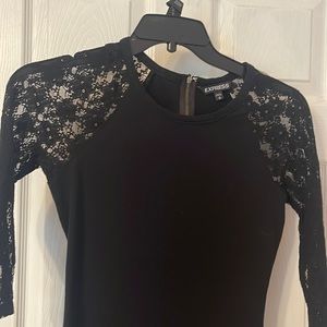Express black dress with lace 3/4 sleeves. Size medium